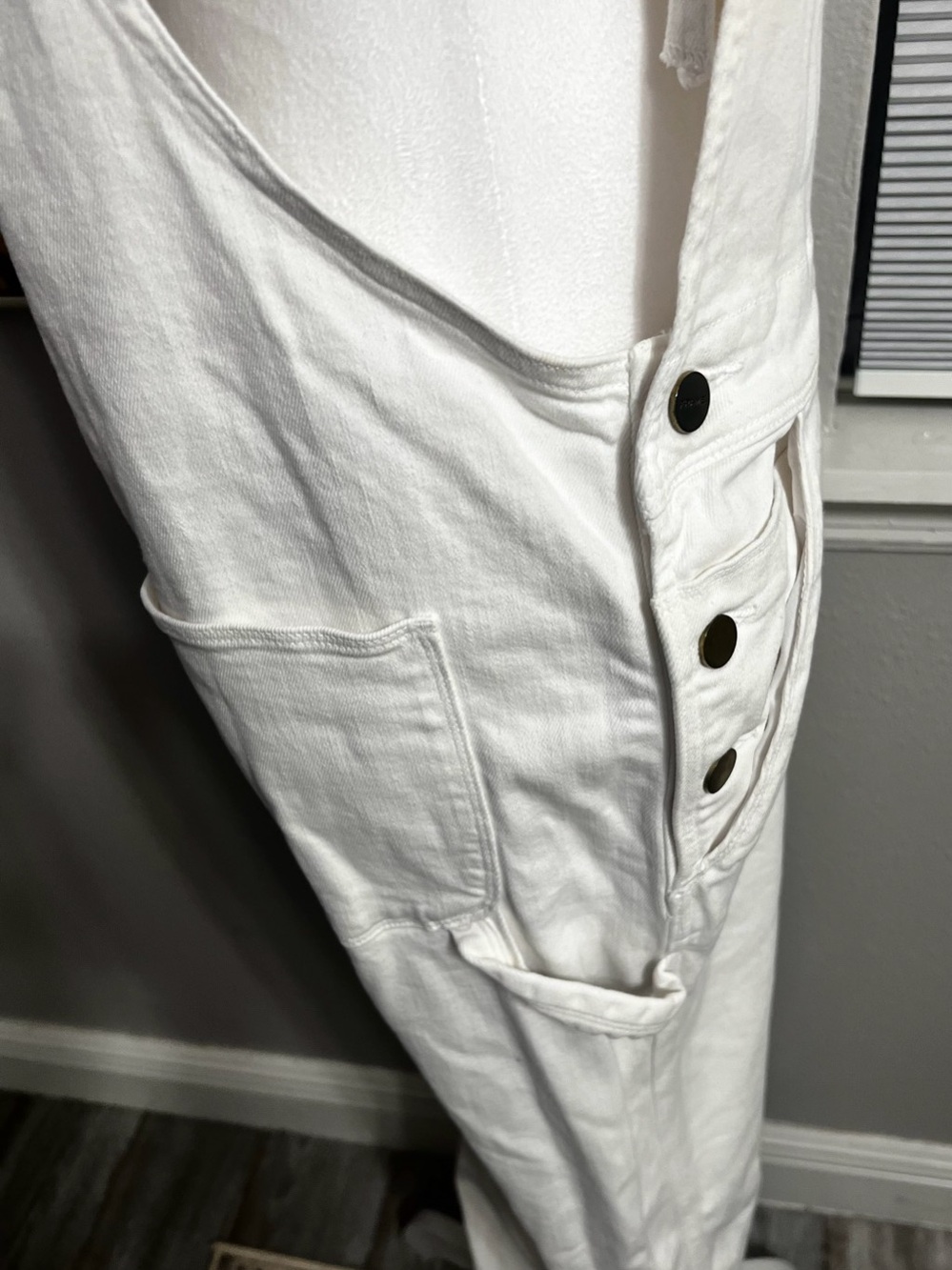 FRAME Denim Le Garcon Overalls in Blanc White Dungarees Medium - Picture 11 of 15